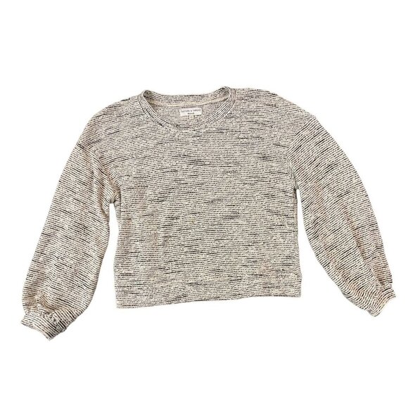 Texture & Thread Madewell Black White Round Neck Long Sleeved Sz M - Picture 1 of 10